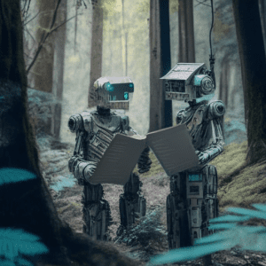 AI robots reading maps