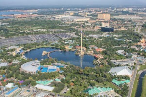Aerial view of SeaWorld Orlando, a top amusement park in the United States