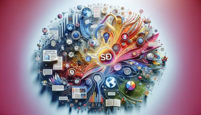 Explore How Branded Content Campaigns Can Generate Valuable Backlinks: A vibrant collage of branded content formats like articles, videos, and infographics that elevate SEO and enhance consumer engagement.