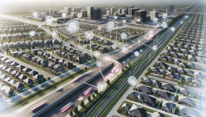 Aerial view of Boksburg's affordable neighborhoods with new roads and public transport under construction, increasing appeal for first-time buyers.