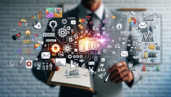 A small business owner in Totnes plans video content, focusing on sales and brand awareness.