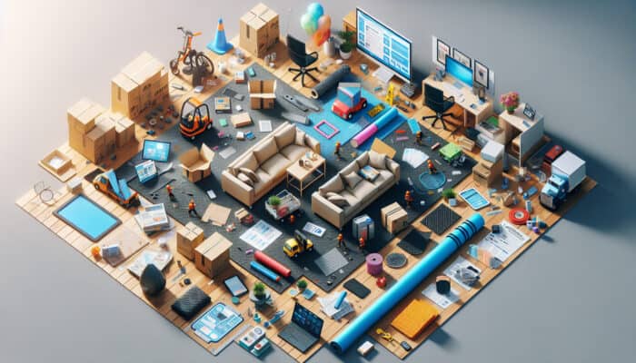 Protective Flooring Tools for House Clearance: Heavy-duty mats, adhesive protectors, and runners safeguarding floors during house clearance.